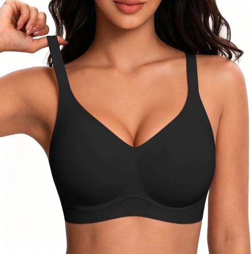 HORISUN Damen-BH ohne Bügel (Jelly-BH) – Nahtloser Vollschalen-BH | ralette ohne Bügel, stützender Push-up-Effekt, atmungsaktiv durch Luftlöcher, idealer T-Shirt-BH für den Alltag