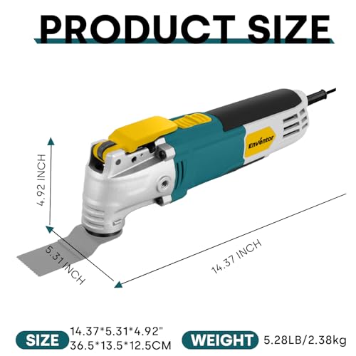 Enventor Multi Tool Saw, 2.5Amp Electric Oscillating Tool Kit Corded with 28pcs Saw Accessories, 6 Variable Speeds, 3&deg; Oscillating Angle Oscillating Saw for Cutting, Scraping, Sanding