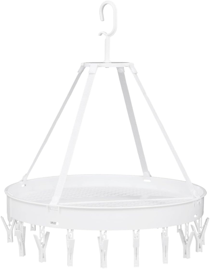 Windproof Folding Clothes Drying Rack White Single-Layer for Socks Underwear Towels Bras, Space-Saving Indoor Laundry Hanging Hanger for Balcony Use