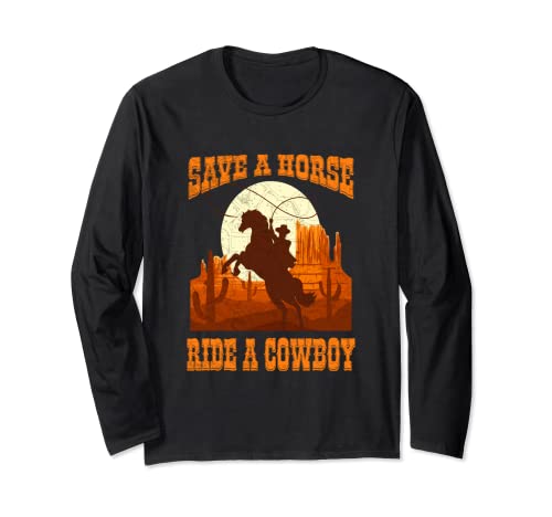 Save A Horse Ride Cowboy Equitazione Roping Design Maglia a Manica