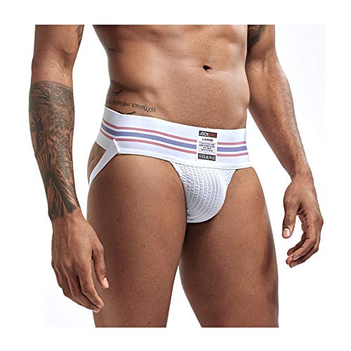 JOCKMAIL Sexy Homme Jock Sangle de Jock Sangle Souporter Strings et G Strings Large Ceinture Sexy sous-vêtements Slip 7 Couleurs M-XXL - Blanc - Medium