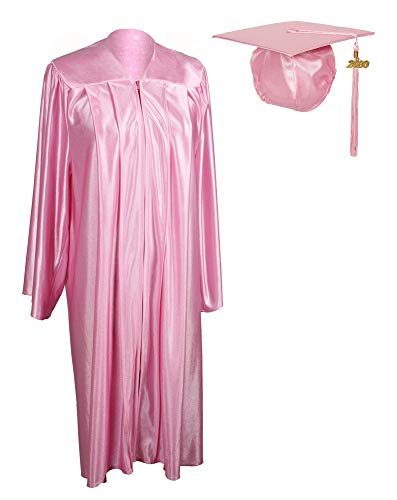 GraduationService Unisex Adult Graduation Shiny Gown Cap Tassel 2020 Year Charm Package Pink