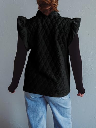 Cicy Bell Women Ruffles Puffer Vest Sleeveless Button Down Padded Jacket Gilet Trendy Fall Winter Outerwear4
