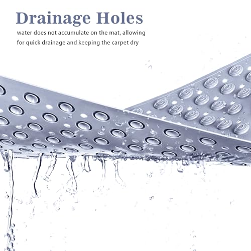 Eanpet Shower Mat Nonslip Bathtub Mat with Drain Hole and Suctions Cups Foot Massage Mat for Tub Machine Machine Washable Bath Tub Mat for Adult Kids,(Rectangular, 19.6 x 31.5 Inch, Grey) - Thumbnail 3