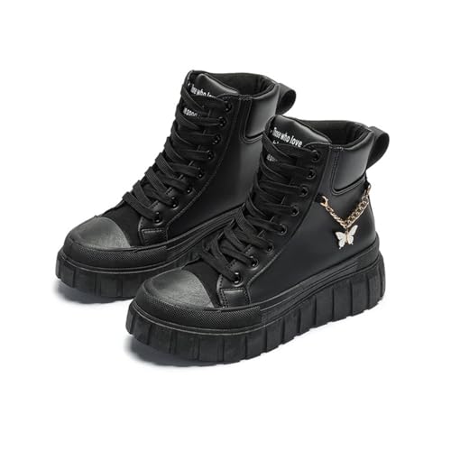 Womens High Top Sneakers Platform Heightened Sole Sneakers Casual Lace Up Walking Shoes