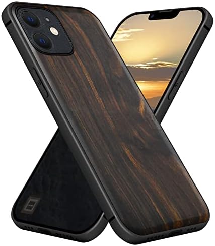 Carveit Magnetic Wood Case for iPhone 12 Case MagSafe 2021 [Hard Real Wood & Soft TPU] Shockproof Hybrid Protective Cover Unique & Classy Wooden 12 Case Compatible with MagSafe (Natural Blackwood)