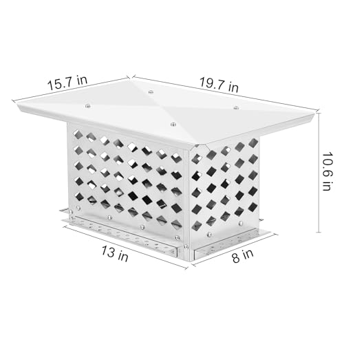 GarveeTech 8 x 13 Inch Chimney Cap, Galvanized Steel Fireplace Flue Cover with Mesh Screen, Rain Guard Roof Vent Topper for Outside by GarveeTech - Image 2