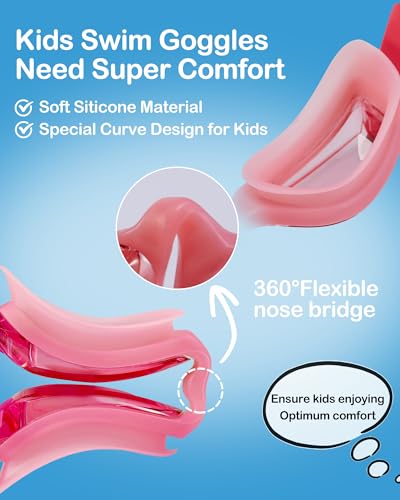 Image of Aegend Kids Swim Goggles, Pack of 2 Swimming Goggles for Children Boys & Girls Age 3-14