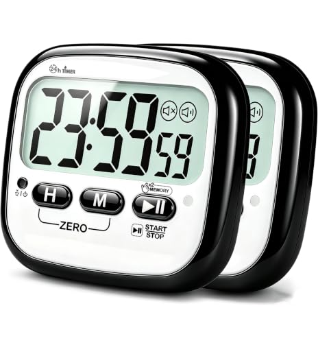 AyayaBoss 2-Pack Magnetic Kitchen Timers for Cooking, Digital Stop Watch Countdown Timer for Kids, Teachers, Classroom, Office, Exercise - Battery Included