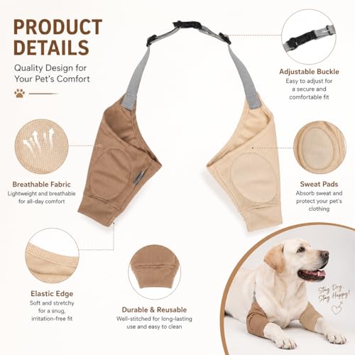 Image of Dog Elbow Protector - Dog Sleeves for Wounds Front Legs, Keep the Elbow Wound Clean, with Inner Padding to Protect the Elbow Joint, Cone Collar Alternative to Stop Licking Wounds (Beige Brown,L)