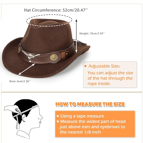 Western-Cowboy-Hat Classic Cowgirl-Hat for Kids Boys Girls Bull-Head Fedora for Party(4-8T)2