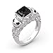 Jeulia 4.74ct Jack Skellington Princess Cut Sterling Silber Ringe Damen Schädel Ring mit Weißem Stein Graviert Valentinstag Jubiläumsgeschenk Für Frau und Freundin mit Geschenkbox (Schwarz, 58 (18.5))