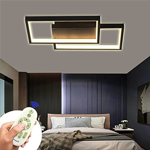 54W Led Plafonnier Moderne Noir Salon Quad Lampe de Plafond Cuisine Couloir Chambre 2.4G Télécommande Dimmable