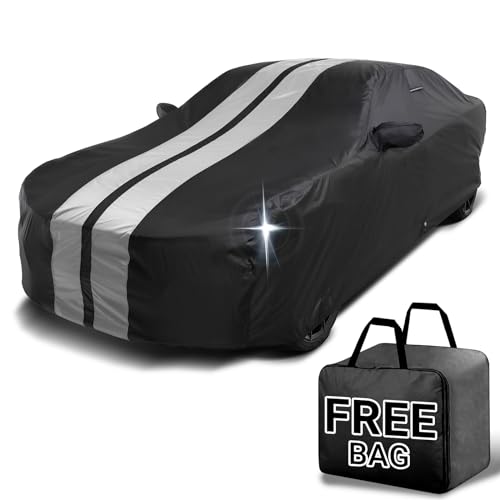Image of iCarCover Premium Car Cover for 2007-2013 BMW 3-Series Coupe, Convertible Heavy Duty Waterproof All Weather Automobiles Custom Fit Full Exterior UV Snow Rain Protection Covers (Stripe - Black /Gray)