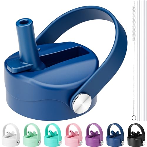Straw Lid for Hydro Flask Wide Mouth, Lids with Straw for Hydroflask 12 16 18 20 32 40 oz Wide Mouth, Replacement Straw Cap for Hydroflask, Top Sport Bottle Lid (Cobalt)