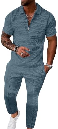 UOUA Mens Sweat Suits Set Tracksuit 2 Piece Outfits Short Sleeve ...