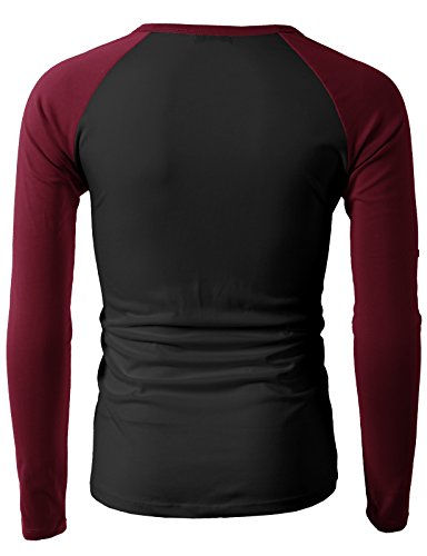 image for H2H Men's Casual Regular Fit Raglan Baseball Long Sleeve Henley T-Shir