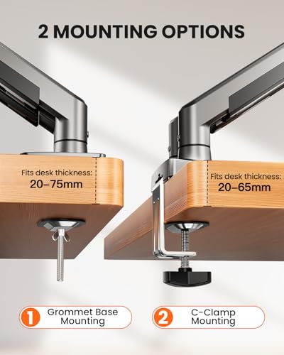 Image of ErGear Dual Monitor Arm, Full Adjustable Monitor Mount for 17-34″ Screens, Fast Install Computer Monitor Stand with Tool-Free VESA Mount, Max Load 19.8 lbs, Max VESA 100x100mm - Grey