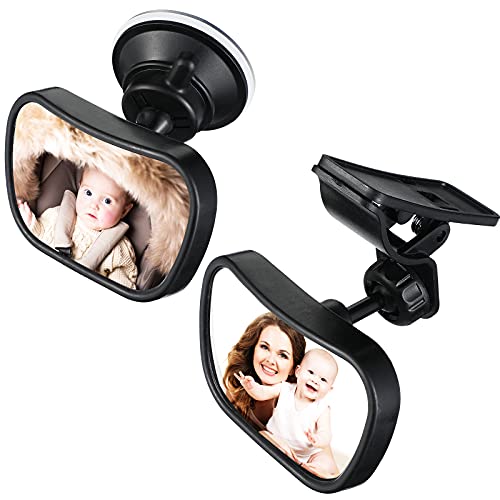 Drydiet 2 Pieces Baby Car Mirror Baby Rear View Seat Mirror Shatterproof Baby Car Mirror Adjustable Safety Car Rear Facing Back Seat Mirror for Infants Children Toddlers