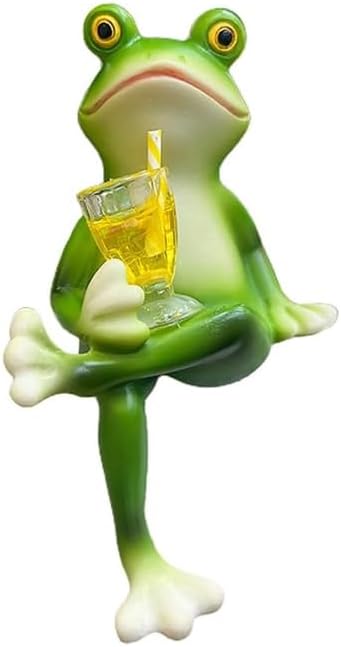Creative Resin frog figurine,Frog Planter Pot Hanger,Funny Frog Figurine Pot Climbing Sculptures,Personalized Animal Collectible Figurines Mascot Frog Resin Crafts for Shelves Table Desk Decor(B)