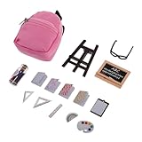 GARVALON 16piezas Mini Set De Suministros Escolares Escala Incluye Mochila Pizarra Regla y Herramientas Educativas para Decoración De Casas De Muñecas y Actividades De Aprendizaje