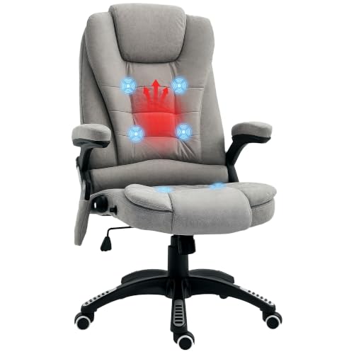 Image of Vinsetto Massage Office Chair with Lumbar Heating, Reclining Back, Grey