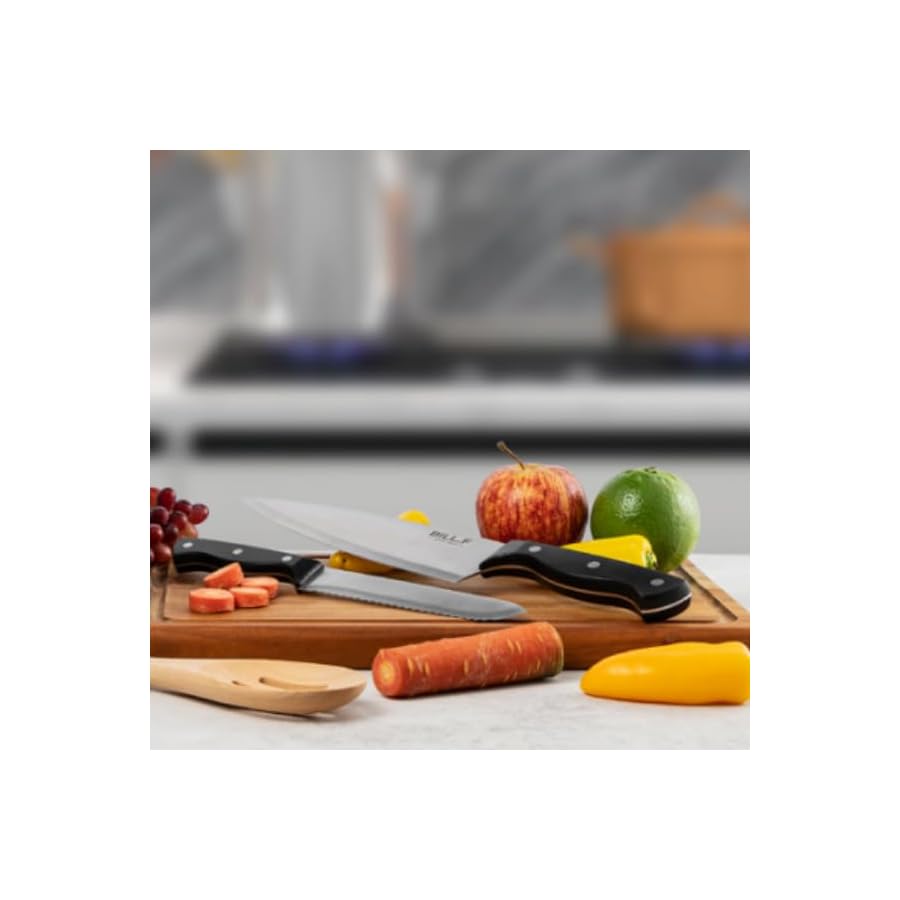 Wood-Kitchen-Set-Knife-Set-for-Kitchen-with-Block-Stainless-Steel-Knives-16-Pcs-and-Cutting-Board-with-GrooveBlack-Handles-and-Sharp-Stainless-Steel-Professional-Chef-Knife-Set 16-Piece Kitchen Knife Set with Block and Cutting Board – Stainless Steel Knives with Black Handles