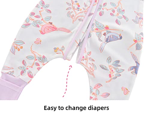 Chilsuessy Baby Schlafsack mit Beinen 1.5 Tog Schlafsack 100% Baumwolle Ganzjahres Schlafsack mit Füßen Babyschlafsack Schlafsack Kinder, 1.5 Tog/Frühlingsmagpie, 90cm/Baby Höhe 95-105cm