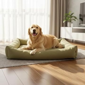 Cama Para Cachorro Grande 100x87 Cm - ESCOLHA A COR - 100% Lavável e Resistente - Pet Querido (BEGE ECOTEC IMPERMEÁVEL)