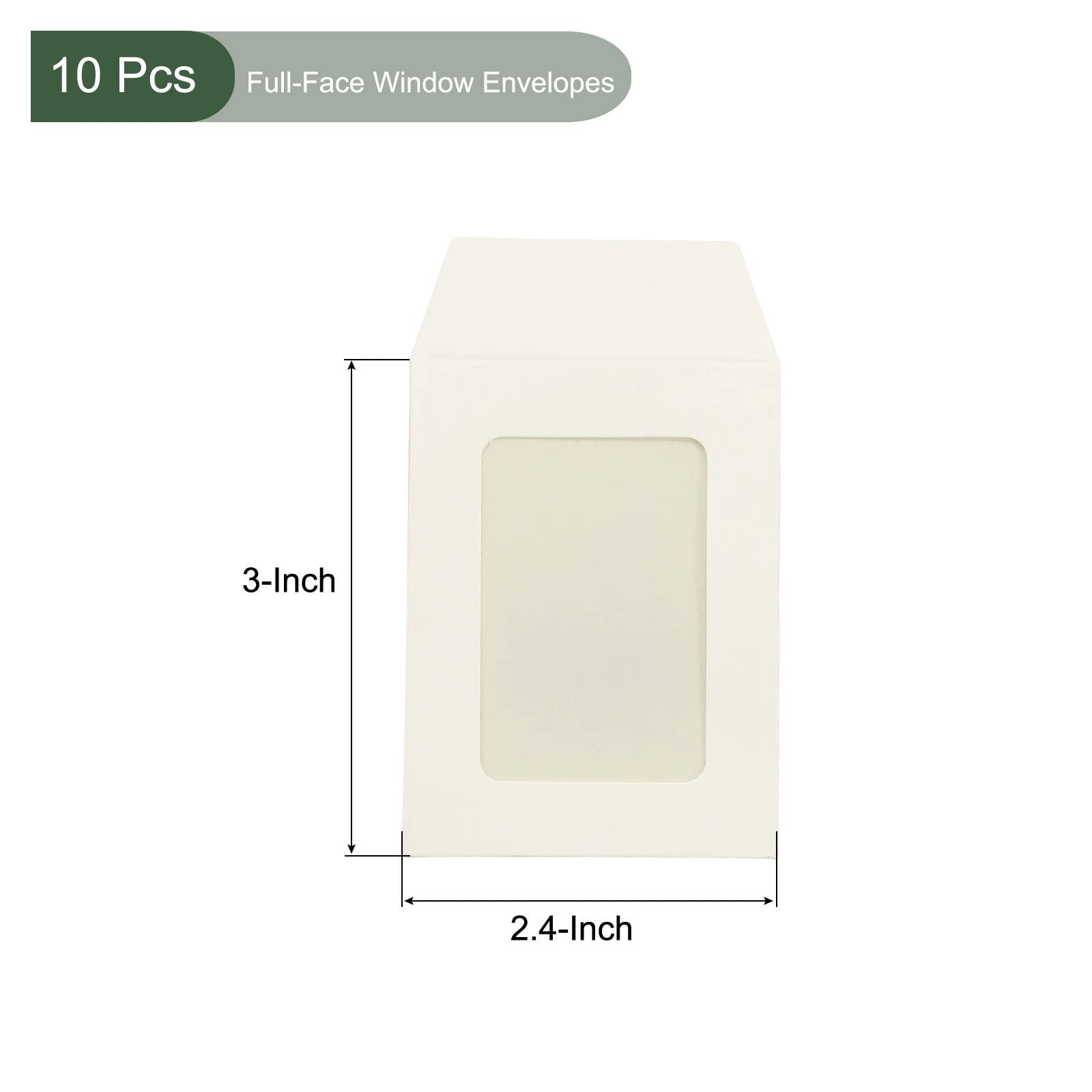 YOKIVE 10 Pack Full-Face Window Envelopes, 3" Clear Single-Side Window Mailing Document Photo Letter, Great for Business Office(White) - Image 2