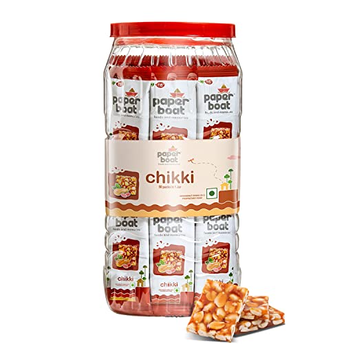 Paper Boat Chikki Jar, Peanut Bar, No Added Preservatives and Colours | Gajak | Sweets | Made with Jaggery | Gazak (50 pieces, 16g each 800 g) Paper Boat Chikki Jar, Peanut Bar, No Added Preservatives and Colours | Gajak | Sweets | Made with Jaggery | Gazak (50 pieces, 16g each 800 g)