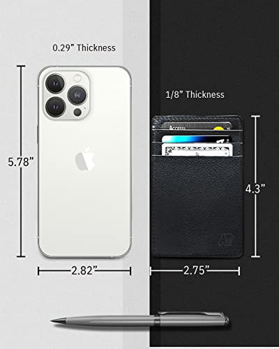 Image of Access Denied Slim Minimalist Wallets For Men & Women - Leather Front Pocket Thin Mens Wallet RFID Credit Card Holder Gifts For Men