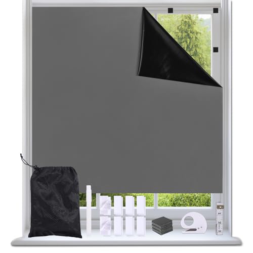 Magnetic Blackout Blinds No Drill Cut to Size Portable Black out Curtains Self Adhesive Stick on Temporary Shades Window Cover for Bedroom Nursery Windows Doors (2, Grey, 90W x 180H cm) - Cosy Home Interiors Magnetic Blackout Blinds No Drill Cut to Size Portable Black out Curtains Self Adhesive Stick on Temporary Shades Window Cover for Bedroom Nursery Windows Doors (2, Grey, 90W x 180H cm)