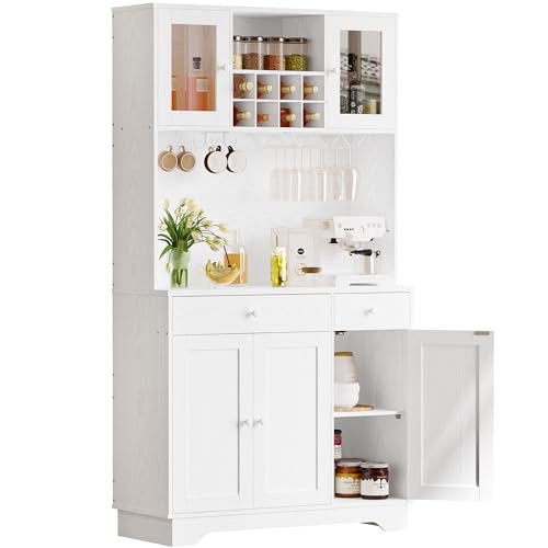 Ironck HK-P-01 Kitchen Pantry Storage Cabinet 72 Inch Height With Doors, Drawer, Adjustable Shelves, Freestanding Cupboard Hutch Cabinet cover
