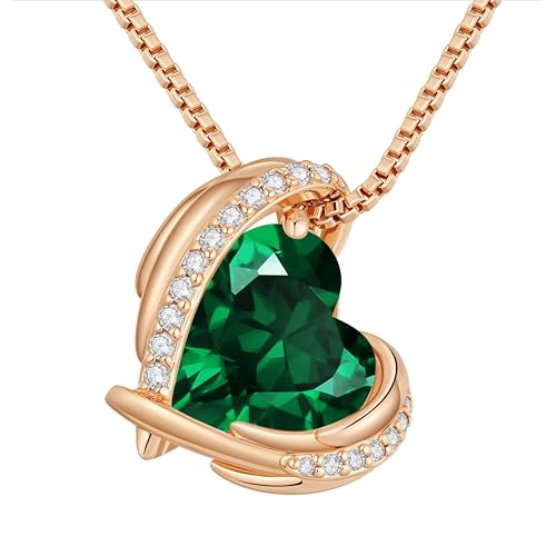 Image of CDE Necklaces for Women Pendant Jewellery, 925 Sterling Silver Brass Plating Rose Gold Gifts for Women Her Wife Girlfriend Anniversary Birthday Mothers Day Christmas (Brass Plating Rose Gold-05-May)