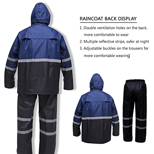 Haokaisen Rain Suit Jacket & Trouser Suit Raincoat For Men & Women Outdoor All-Sport Waterproof Breathable Anti-Storm(Blue Medium) #TOP2