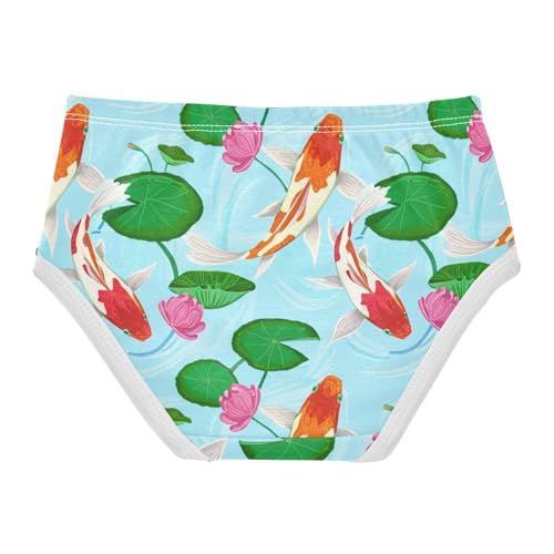 Toddler Underwear Floral 2t Cotton Panties Little Girl Bright Kids Briefs Undies Koi Fish Green Lotus Pink2