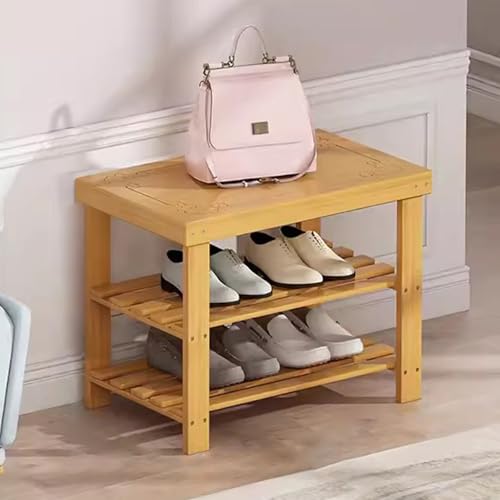 Étagère à chaussures en bambou naturel pour un hall d'entrée accueillant et toujours bien rangé