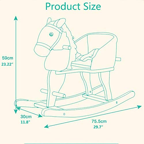 TGETBTTSR Schaukelpferd Kinder Schaukelpferd Trojaner 2 In 1 Massivholz Musik Baby Baby Schaukelstuhl Geschenk 1-4 Jahre… – Bild 3