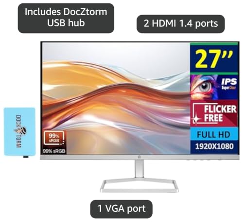 Image of HP Series 5 527sa Monitor with Speakers 27 inch 100Hz IPS FHD 99% sRGB 300 Nits Display, Adjustable Tilt, Flicker-Free, Anti-Glare, w /DKZ USB Hub