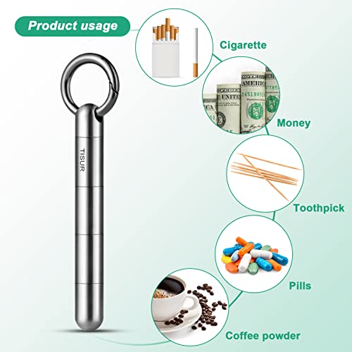 Image of Large Keychain Pill Holder.TISUR Titanium Pill Case Waterproof Pill Fob for Travel Purse Pocket,Pill Organize
