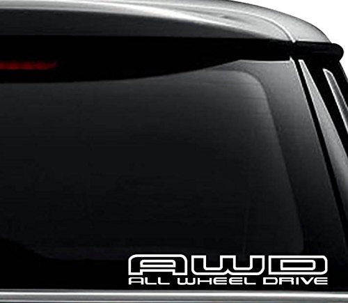 AWD All Wheel Drive Decal Sticker For Use On Laptop, Helmet, Car, Truck, Motorcycle, Windows, Bumper, Wall, and Decor Size- [6 inch] / [15 cm] Wide / Color- Gloss White