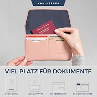 VON HEESEN Leder Reisepasshülle mit RFID-Schutz - Passport-Hülle aus echtem Leder - Reisepass-Organizer für stilbewusste Damen & Herren in Rose – Ansicht 4