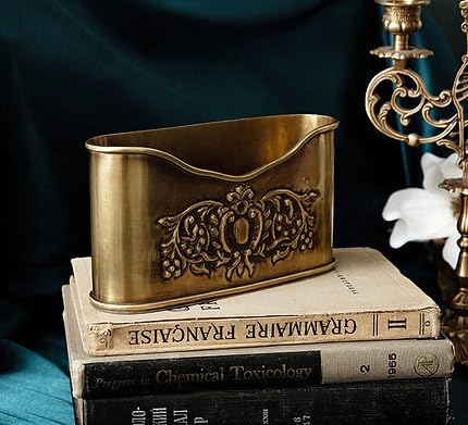 Soporte para caja de pañuelos de latón de lujo con diseño floral ornamental, mesa