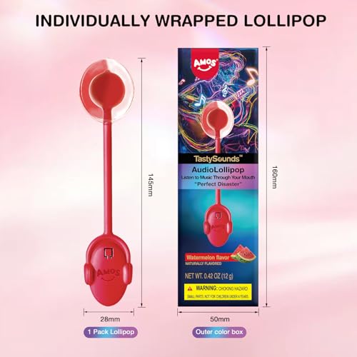 Amos Music Lollipop Candy, Audio Singing Lollipop, Unique Mother's Day Treat, Individually Wrapped Natural Watermelon Flavor (1 Pack) - image 5