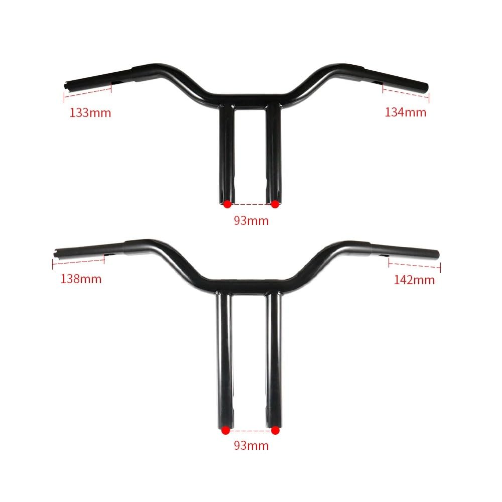 Części kierownicze motocykli Pasuje do Dyna pasuje do Road King Softail Retro kierownica motocykla 12 ''14'' Rise Pullback t-bary 1'' uchwyty(25mm Black 14inch)
