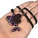 Justinstones Amethyst Natural Quartz Crystal Carved 40mm Butterfly Insect Totem Animal Guardian Pendant Adjustable Braided Cord Necklace 18 to 28 Inch
