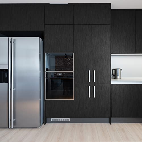 Veelike Black Brushed Stainless Steel Contact Paper For Kitchen Appliances 15.7''X118'' Black Peel And Stick Wallpaper Waterproof Self Adhesive Contact Paper For Countertops Cabinets Fridge Dishwasher #TOP2