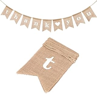G2PLUS 15PCS Burlap Bunting Banner - Rustic Blank Linen Bunting - Natural Hessian Garlands for Garden Wedding Party Decoration
