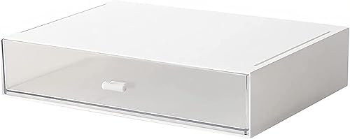 Organizador de escritorio con cajones de almacenamiento apilable, plástico, blanco, ideal para oficina, escuela, hogar, 1 cajones (blanco)